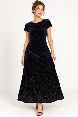 Vtg 90s Plum Velvet Maxi Dress Blue 10 Sparkle Rhinestone Formal Evening Gown
